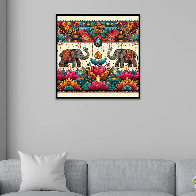 Haathi Duality Canvas Wall Art With Frame media 5
