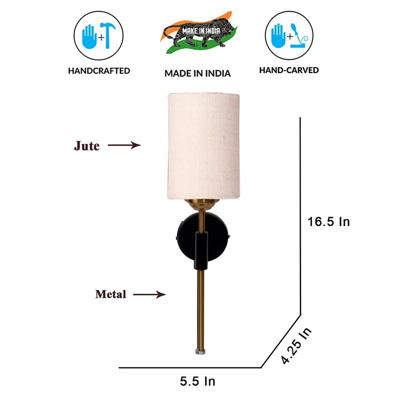 Beryll Cylindrical Jute Wall Lamp - Ivory media 6