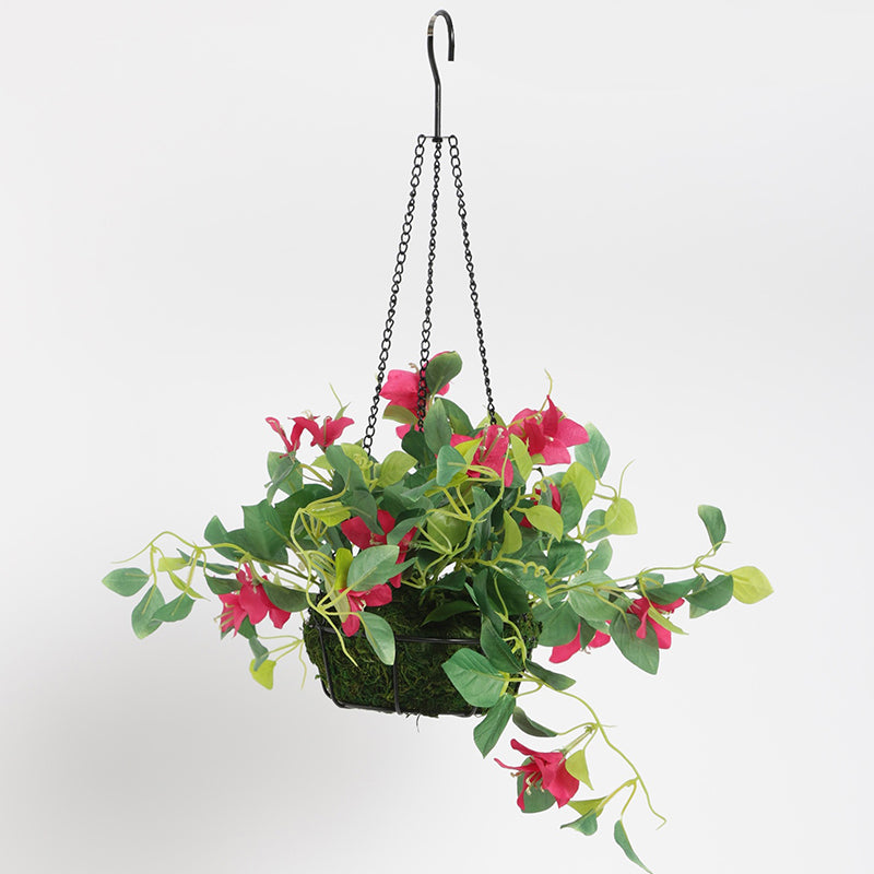 Faux Bougainville In Hanging Basket (Dark Pink) media 3