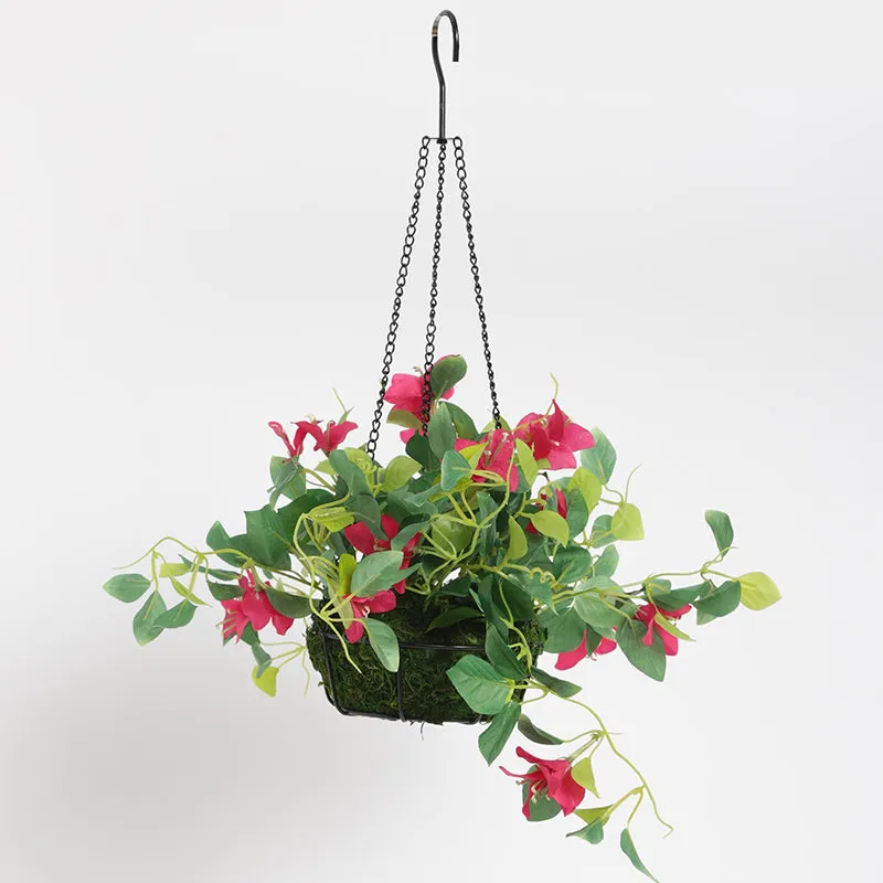 Faux Bougainville In Hanging Basket (Dark Pink) media 3