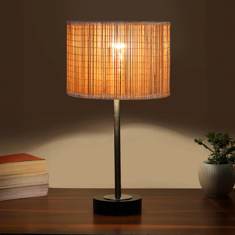 Bambou Rodin Wooden Table Lamp - Beige,Silver,Black media 1