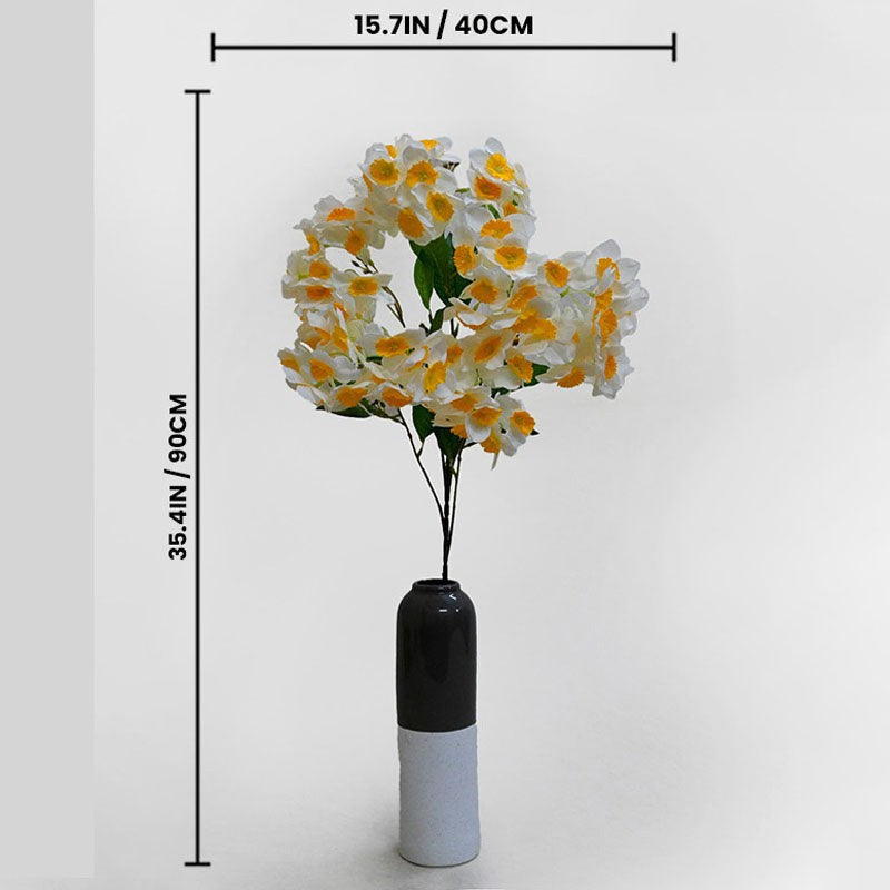 Faux Everlasting Daffodil Flower Stick - White & Yellow media 6