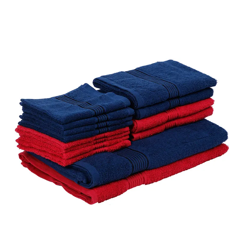 Comfora Towel Set (Red,Blue) - Fourteen Piece Set media 4
