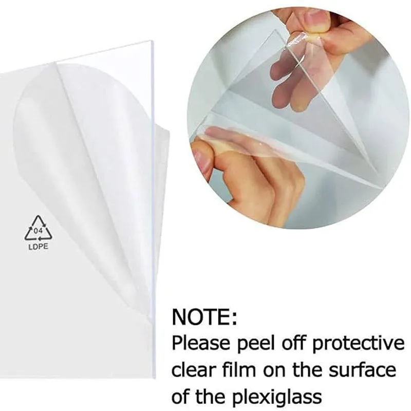 Clear protective film being peeled from a frame's transparent front panel