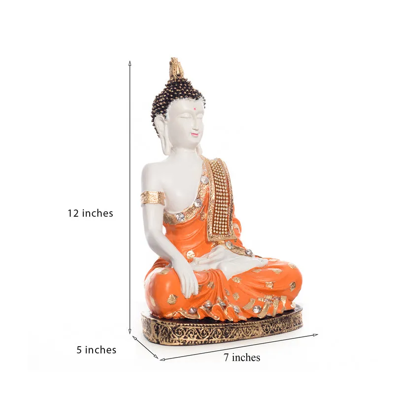 Mediatating Buddha Showpiece - Orange media 7
