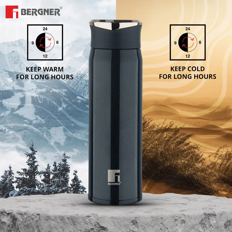 Bergner Walking Carry Cask Thermosteel Hot And Cold Flask (Black) - 450 mL media 1