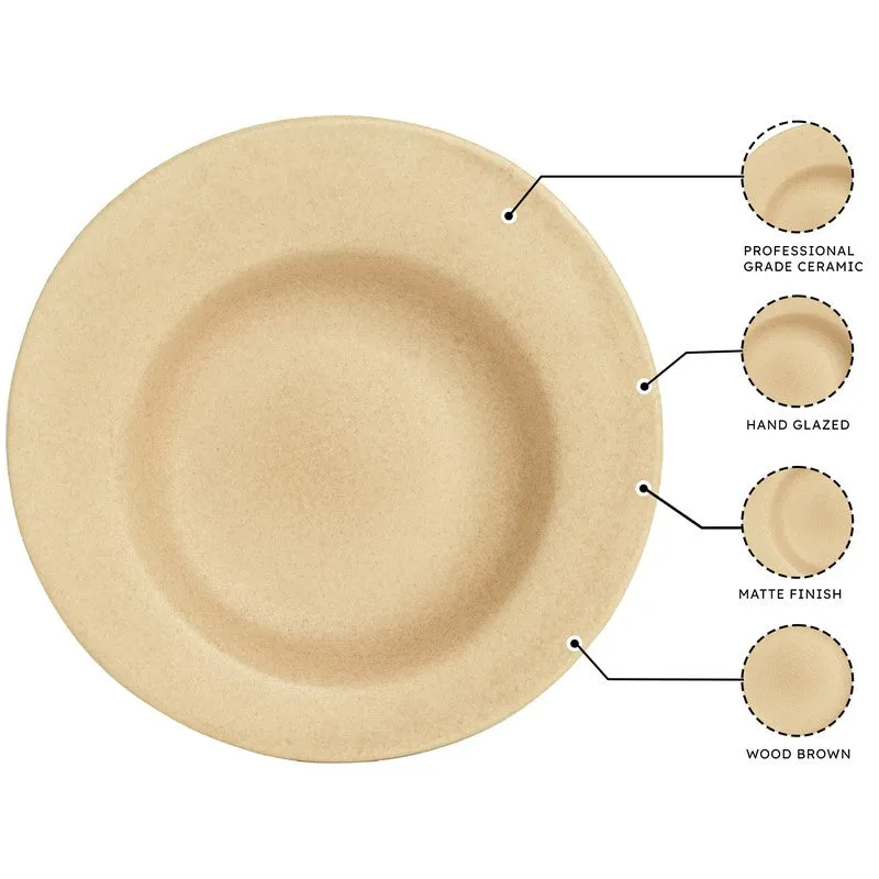 Wood Grove Ceramic Pasta Plate (Brown) - Set Of Two media 6