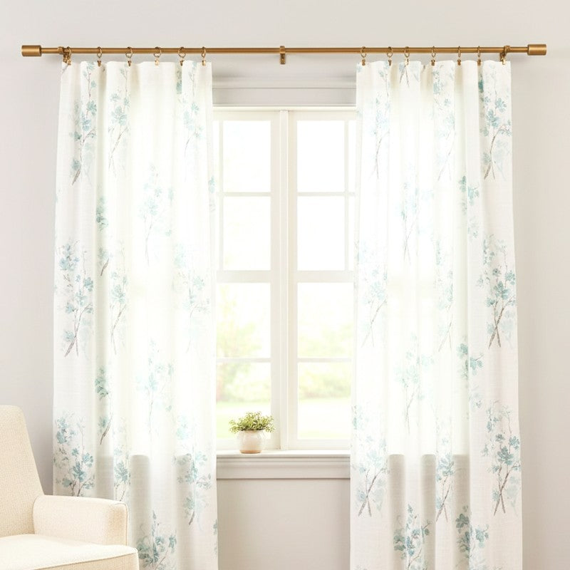 Sleekera Extendable 1" Single Curtain Rod With Round Finial & Brackets (Gold) media 4