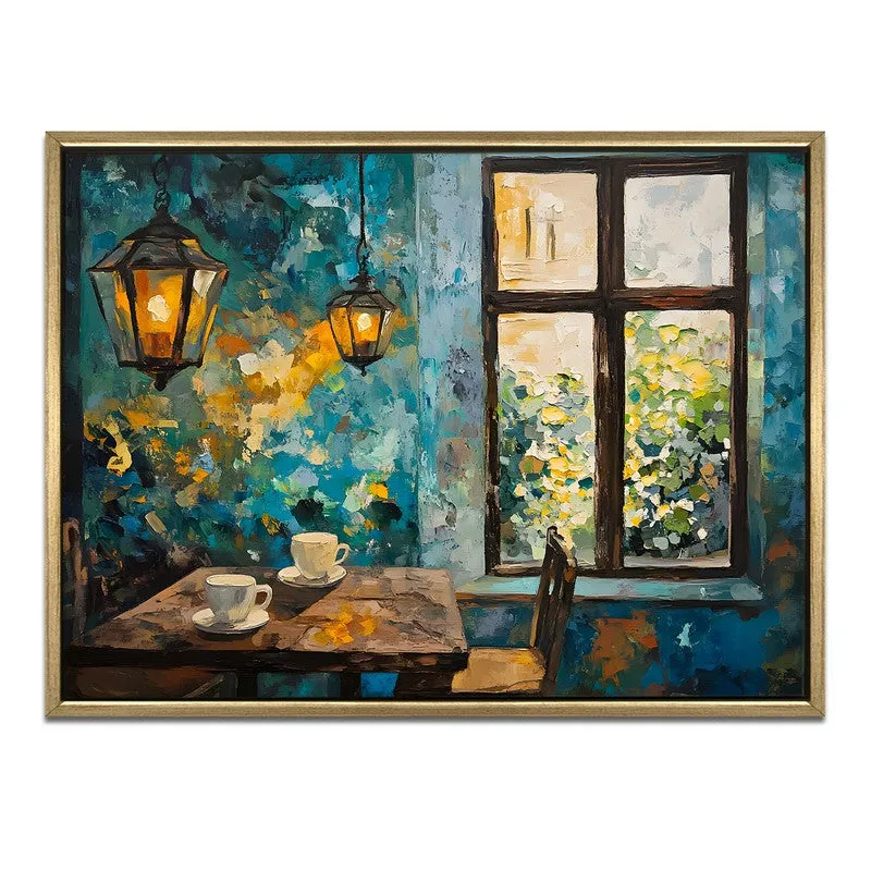 Warm Cafe Canvas Wall Painting With Frame media 3