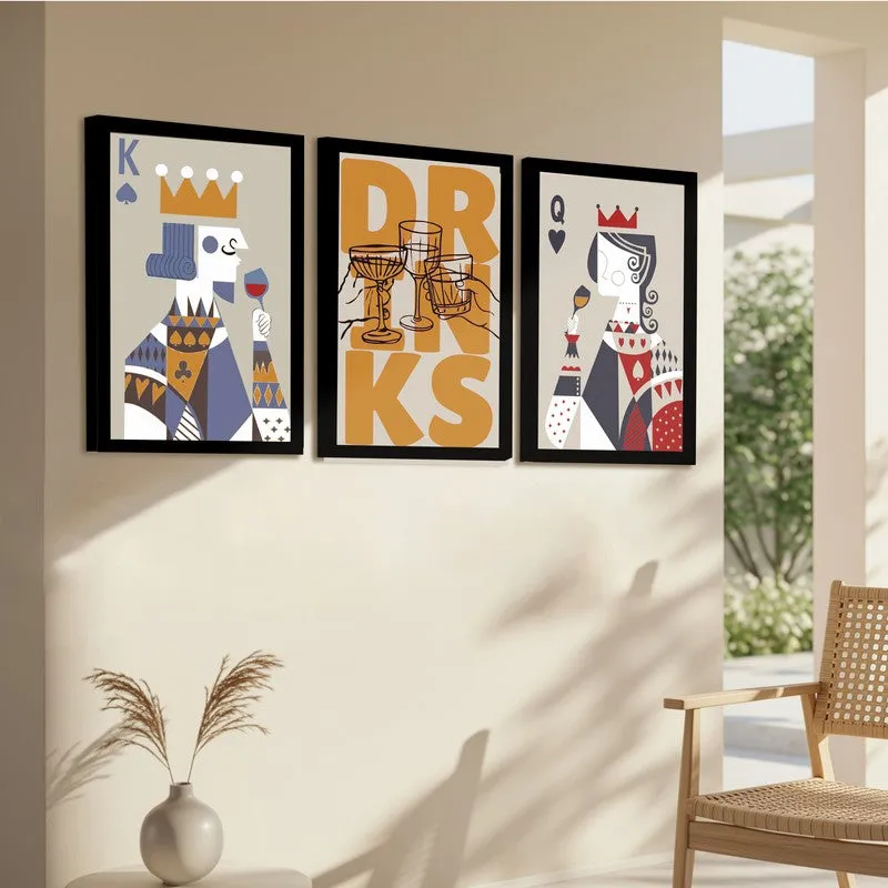 Poker King and Queen Paper Wall Painting With Frame - Set Of Three media 6