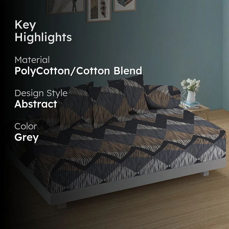 Gray & Grid Diwan Set - Six Piece Set media 2