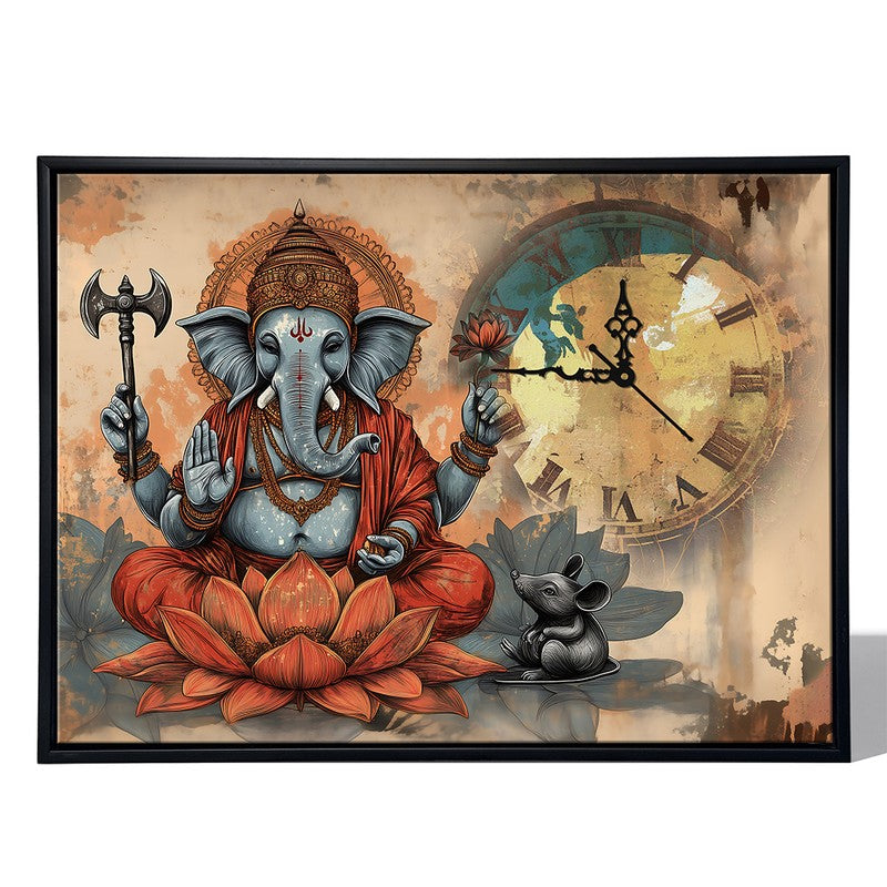 Bliss Ganesha Wall Art With Clock media 5