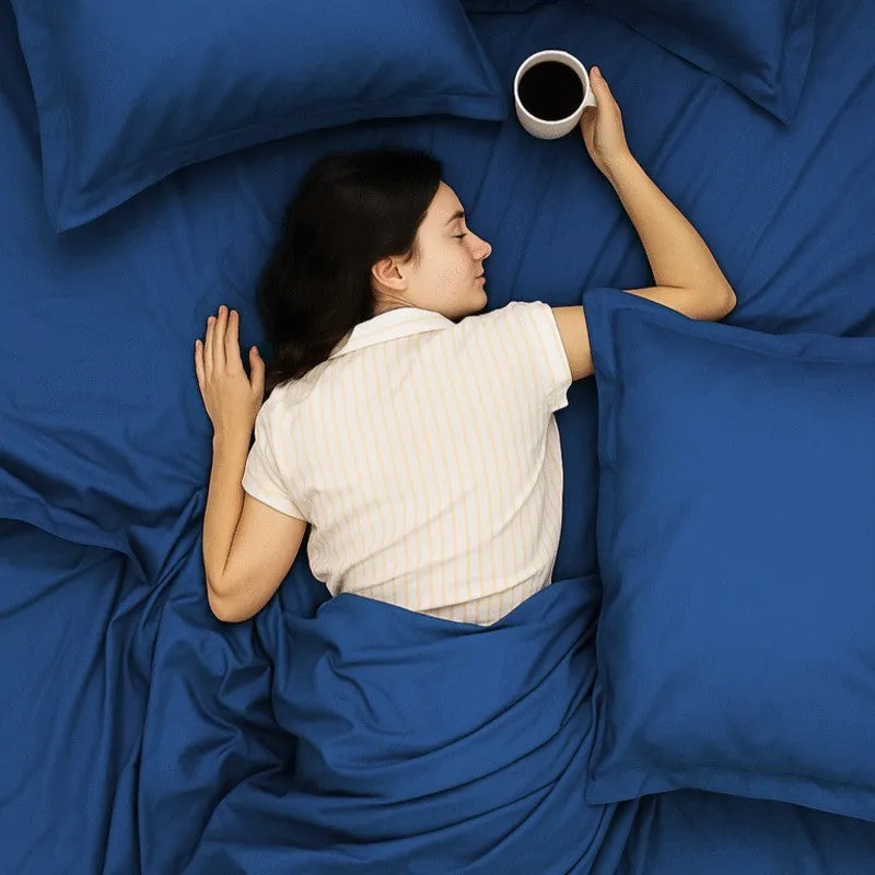 SoloTone Cotton Bedsheet (Blue) - 600 TC media 7