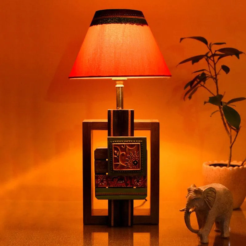 Eisha Handcrafted Wooden Table Lamp - Multicolor media 1