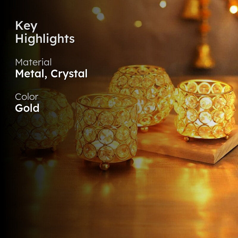 Crystal Fenora Tealight Candle Holder - Set Of Four media 2