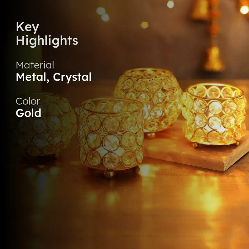 Crystal Fenora Tealight Candle Holder - Set Of Four media 2
