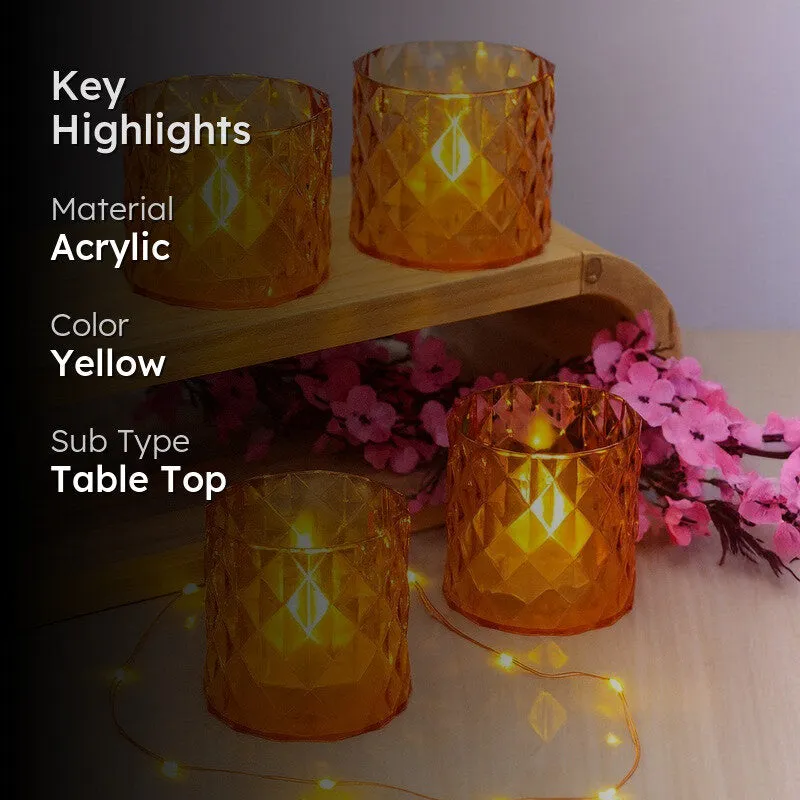AuraLume Multi Choice Candle Holders (Yellow) - Set Of Four media 2