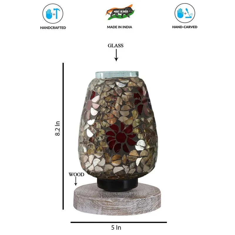 Prismella Mosaic Glass Table Lamp With Wooden Base - Multicolor media 8