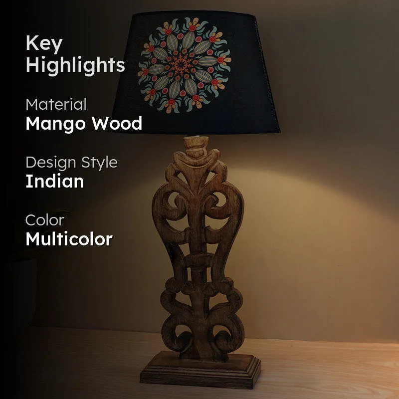 Toile Deco Printed Mango Wood Table Lamp - Multicolor media 2