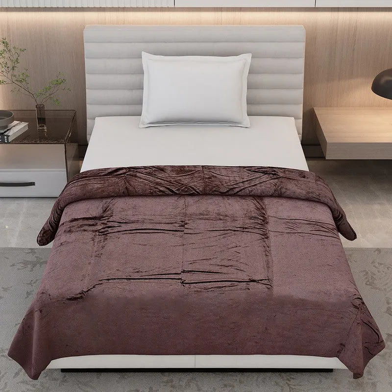 Monte Carlo Luxora Solid Polyester Blanket (Coffee) - 300 GSM media 3