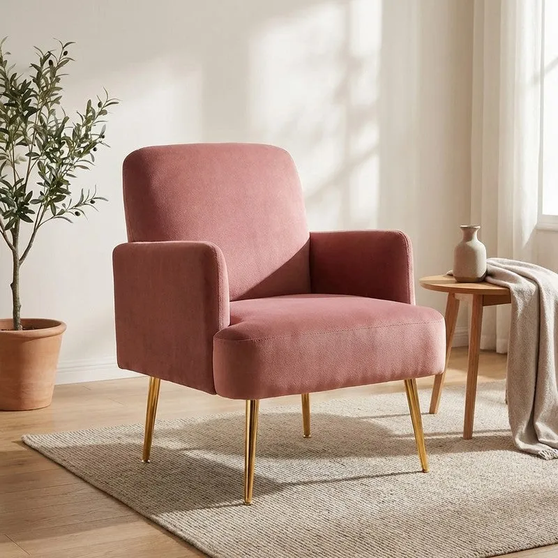 Serenza Neem Wood Accent Chair - Pink media 1