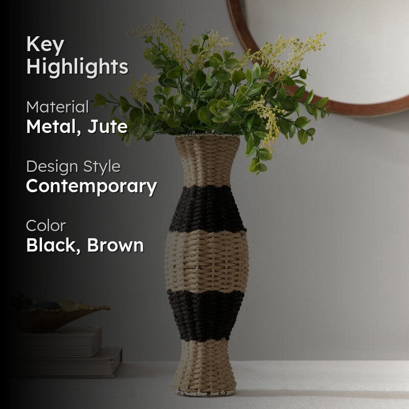 Dunara Jute Vase - Black,Brown media 2