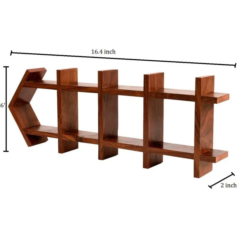 Chenaya Wooden Wall Shelf With Pots - Set Of Five media 6