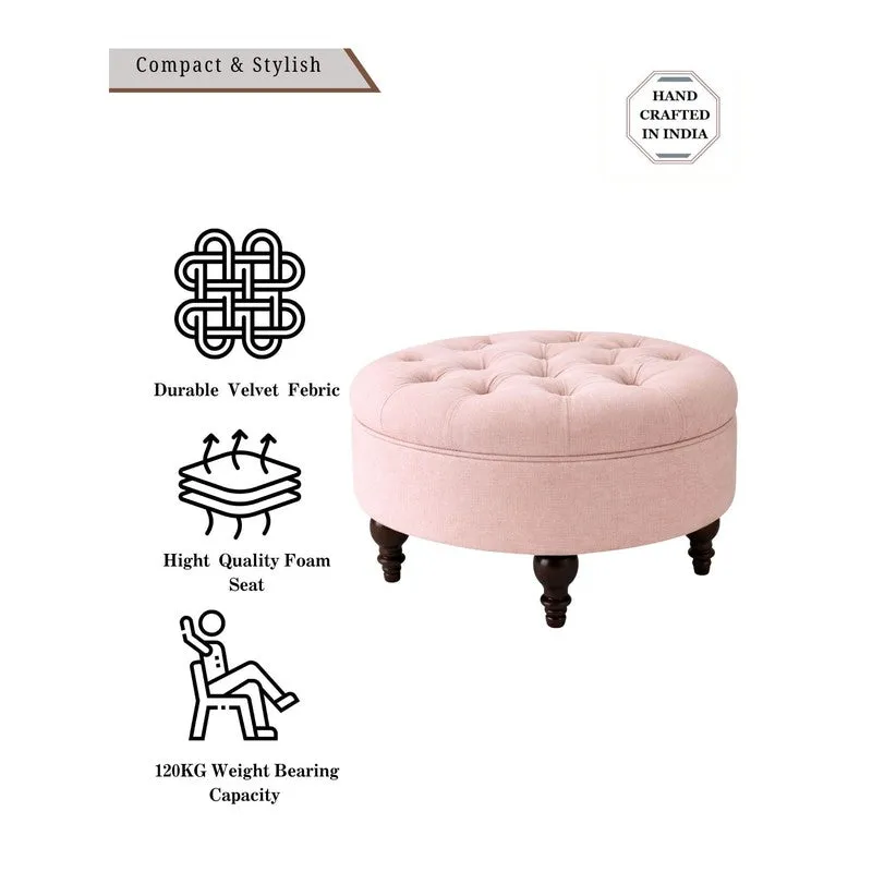 PetalCove Teak Wood Ottomans & Pouffe -Pink media 5