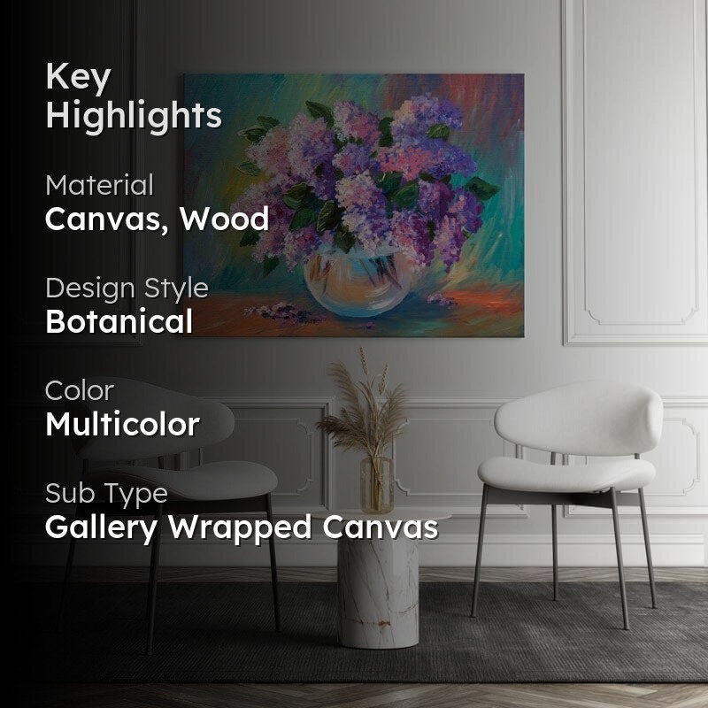 Spring Lilac In A Vase Canvas Wall Painting - Gallery Wrap media 2