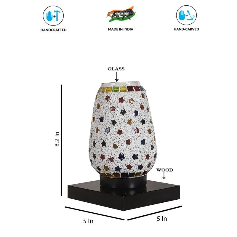 Miraico Mosaic Glass Table Lamp With Wooden Base - Multicolor media 9