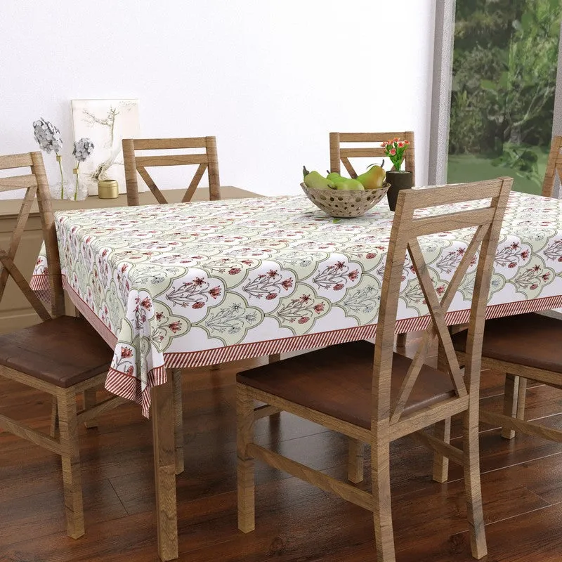 BlossomLine Cotton Table Cover - Green,Peach media 4