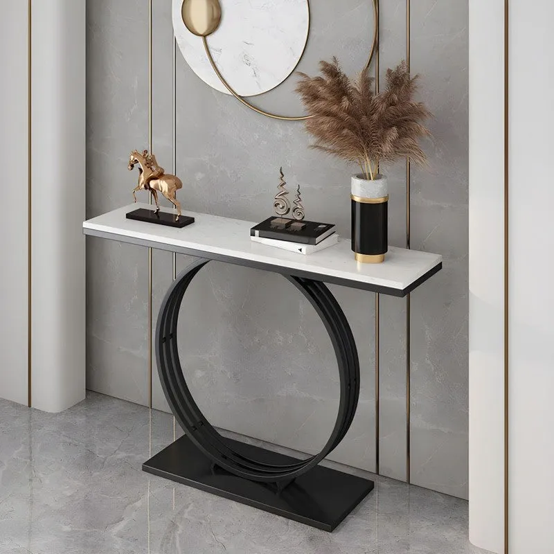 Minimalist Metal Console Table with Marble Top - Large media 4