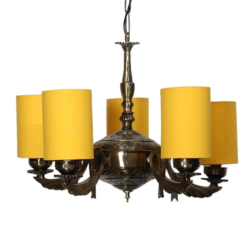 Ocher Cylindrical Golden Antique Ceiling Lamp media 4