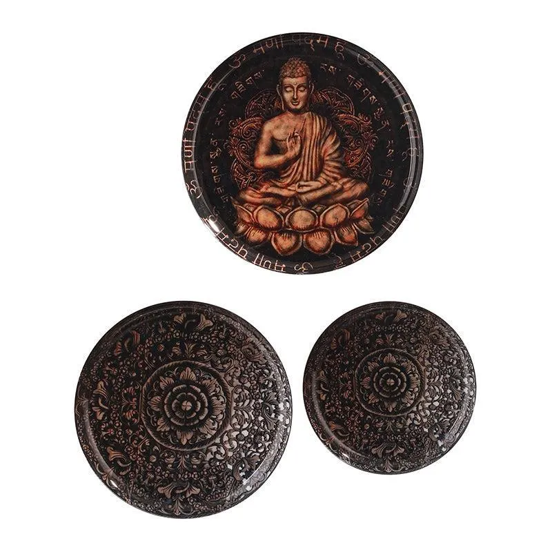Atherin Buddha Printed Metal Wall Plate - Set Of Three media 6
