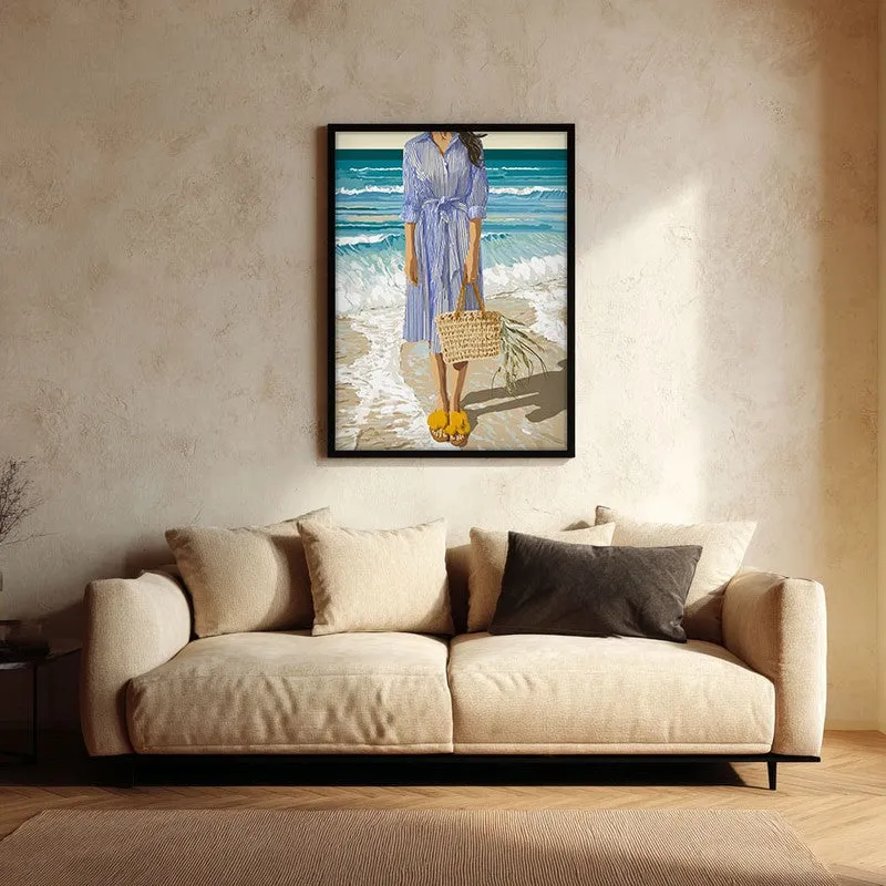 Blue Horizon Canvas Wall Painting - Black Frame media 1