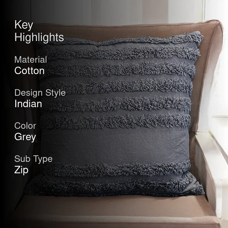 Thea Stripe Tufted Cushion Cover - Dark Grey media 2