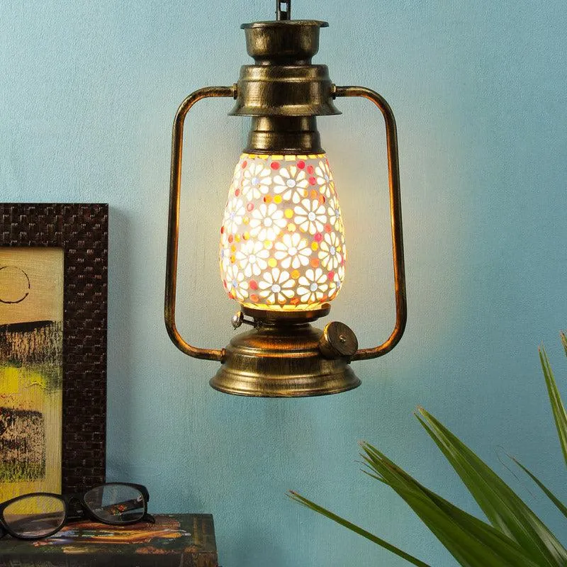 Admya Mosaic Lantern Iron Wall Lamp - Gold media 1