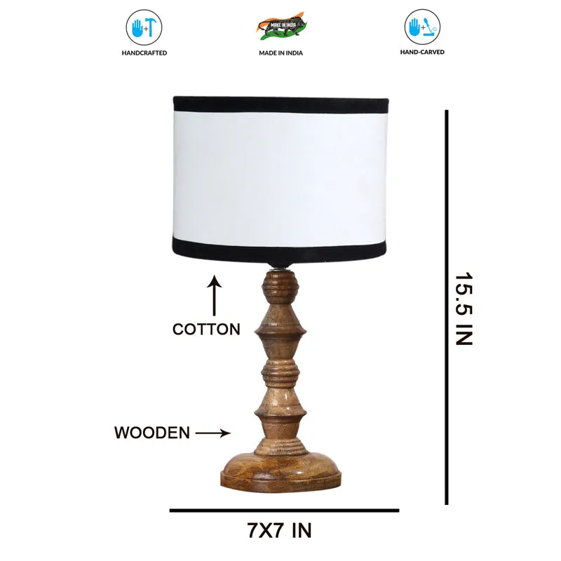 Cotin I Stripe Timber Wooden Table Lamp - White,Brown media 7