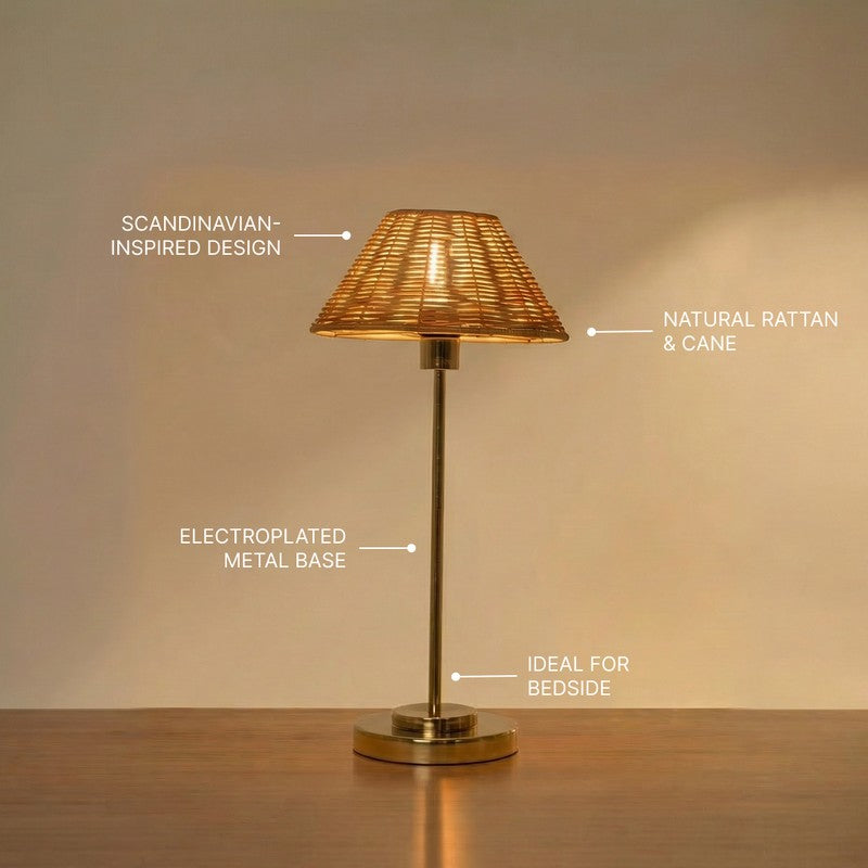 Fig Living Natural Cane Lamp - Beige,Gold media 7