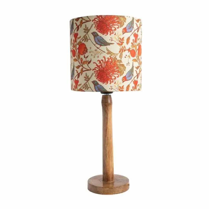 Amber Wood Fabric Table Lamp - Multicolor media 4