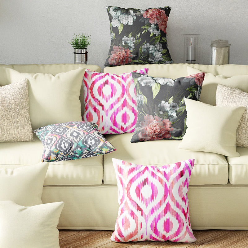 Flora Ethnique Printed Cushion Cover Set - Set Of Five