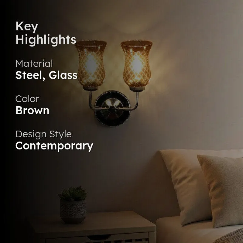 Honey Glow Silver Base Decorative Glass Wall Lamp media 2