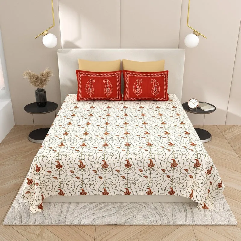 Crimson Vine Cotton Bedsheet - 200 TC media 3