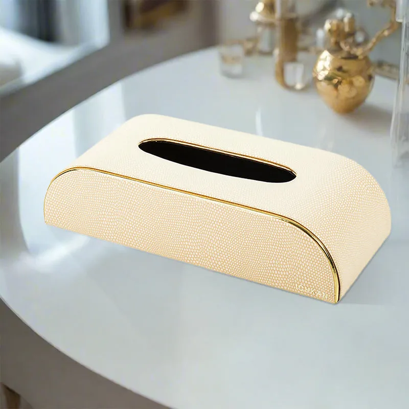 Tisquo Curve Faux Leather Tissue Box - Ivory media 1