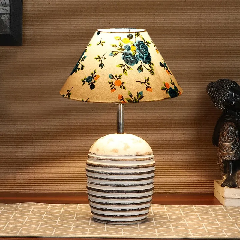 Lurixa Cotton Table Lamp With Wooden Base - Multicolor media 3