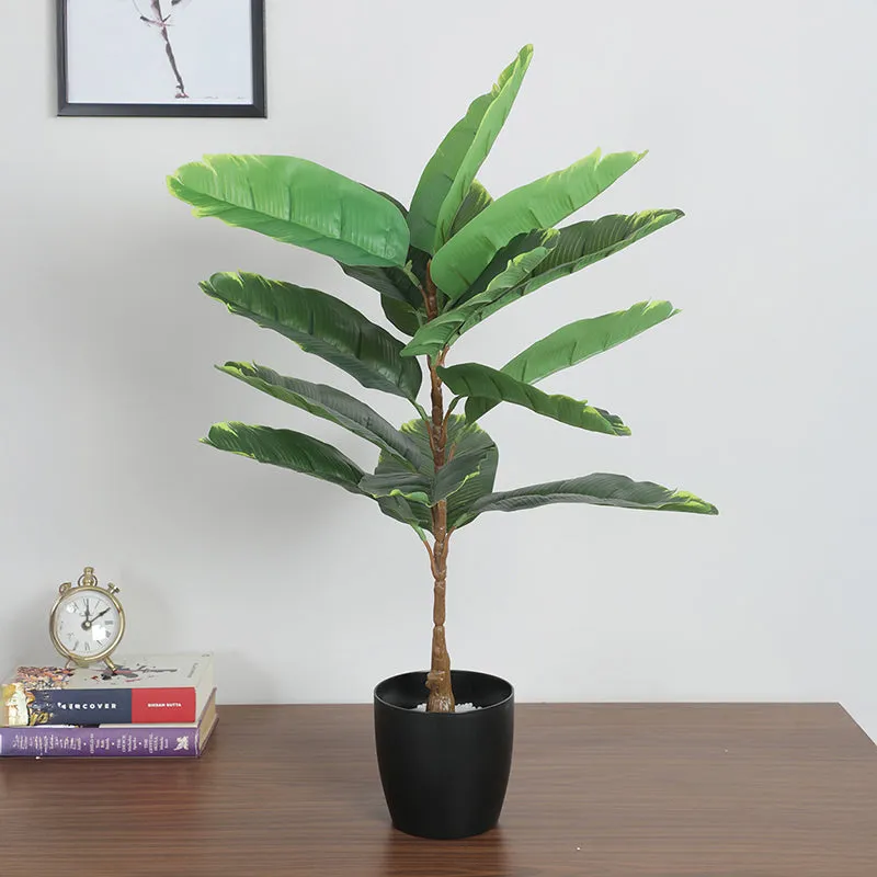 Ereba Artificial Banana Plant With Black Plastic Pot - 2.5 Feet media 3
