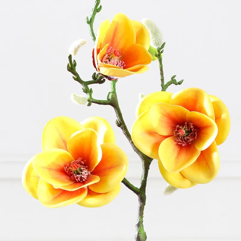 Magnolia Bloom Artificial Flower Stem - Yellow media 5