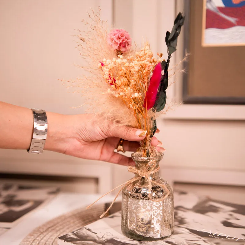 Decorative Glass Vase with Dried Flowers media 3