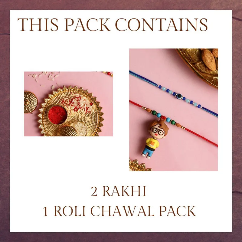 Nazar I Rakhi with Roli Chawal - Three Piece Set media 4