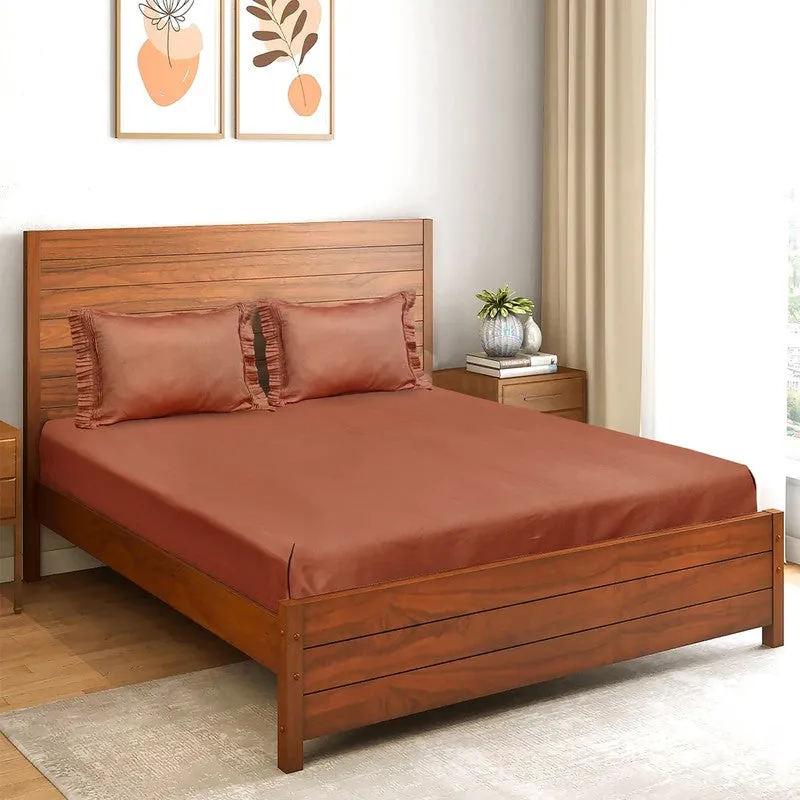 Mono Magic Cotton Bedsheet (Rust) - 300 TC media 1